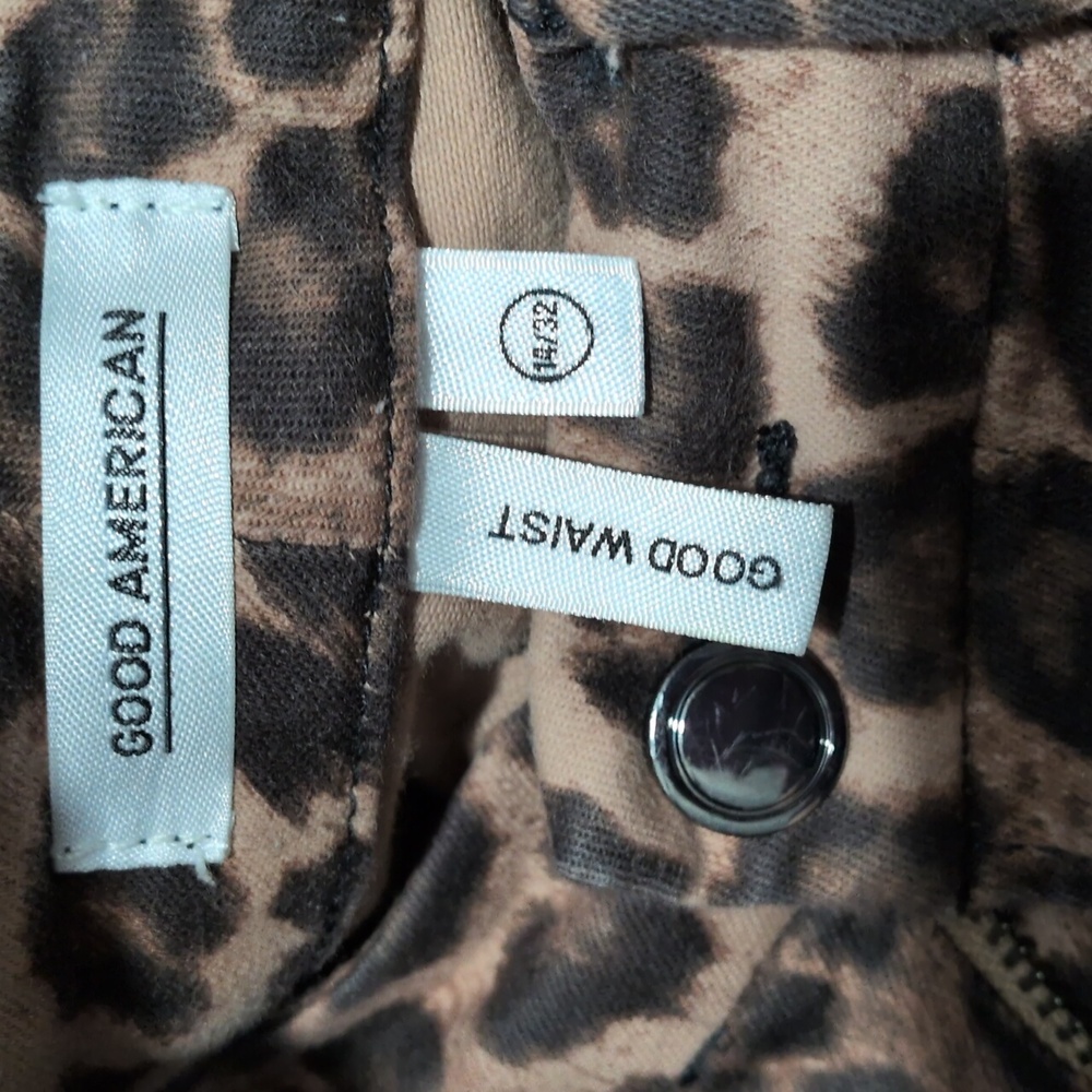 Good American Good Waist Leopard Print Jeans Sz 14/32 Cheetah Animal Print - Picture 5 of 5
